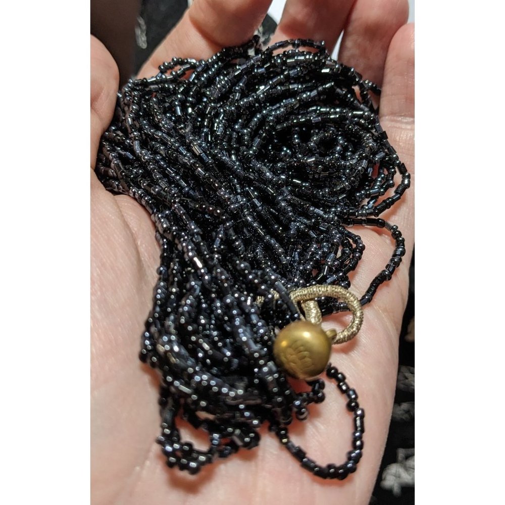 Black Glass Multistrand Necklace - Picture 3 of 6